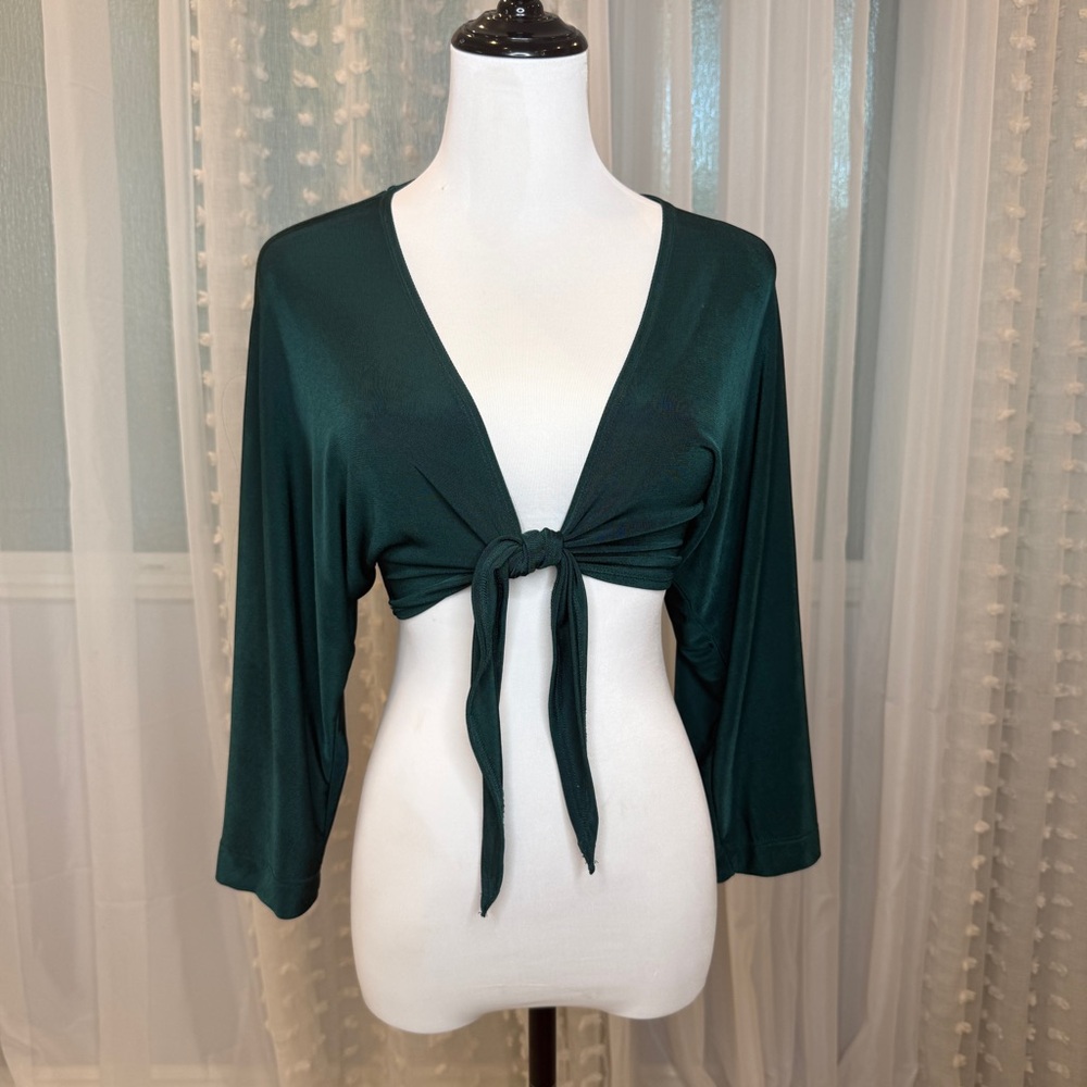 Urban Outfitters Emerald Green Dolman Sleeve Bolero Tie Top